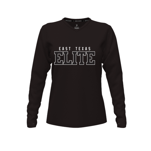 [CUS-DFW-TEES-CMF-VNK-LSL-BLK-FYXS-LOGO3] Comfort T-Shirt (Female Youth XS, Black, V Neck, Logo 3, Long Sleeve)