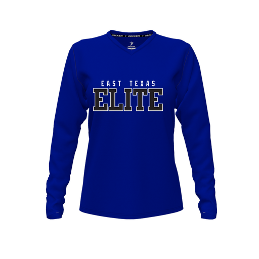 [CUS-DFW-TEES-CMF-VNK-LSL-RYL-FYXS-LOGO3] Comfort T-Shirt (Female Youth XS, Royal, V Neck, Logo 3, Long Sleeve)