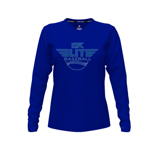 [FTLVPTRY-FYXS-LOGO1] Decker Performance T-Shirt (Female Youth XS, Royal, V Neck, Logo 1, Long Sleeve)
