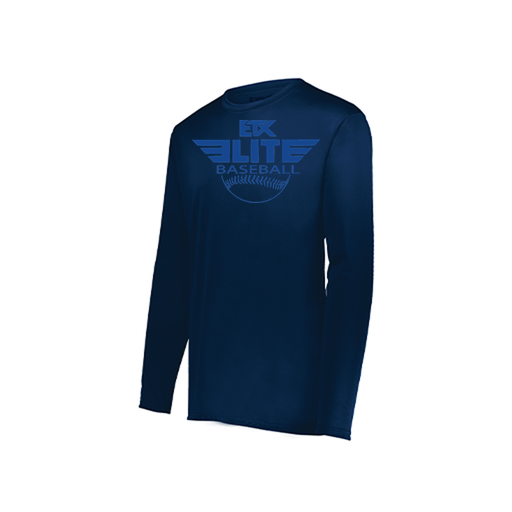 [222823.065.S-LOGO1] Youth LS Smooth Sport Shirt (Youth S, Navy, Logo 1)